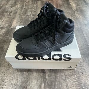 NEW Adidas Men's “Hoops 3.0 Mid” Black High-Top Sneakers